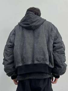 Chaqueta vaquera de primavera a la moda de calidad superior para hombre, chaqueta vaquera rasgada, chaquetas para hombre con capucha para hombre - Product Image 3