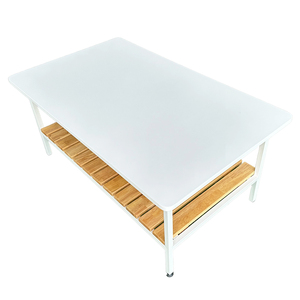 Minimilist Convertible <b>Sofa</b> <b>Table</b> Rubber Wood with Iron Frame 100x60x43cm Living Room Furniture Set of 2 - Product Image 3