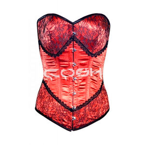 Corset de mode ajustable en maille et dentelle avec baleines en acier - Product Image 3