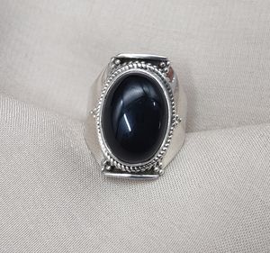 Anillo de ónix negro de Plata de Ley 925, cabujón ovalado, joyería de piedras preciosas naturales hecha a mano Vintage, venta al por mayor - Product Image 3