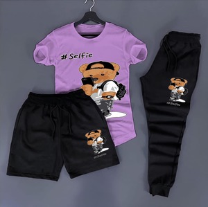 กางเกงขาสั้นชายหาดสำหรับเด็กเสื้อยืดคอกลม - Product Image 3