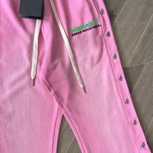 Pantalon évasé décontracté pour homme avec logo personnalisé, mi-long, à lacets, délavé au soleil, élégant, avec boutons et cordon de serrage, streetwear - Product Image 3