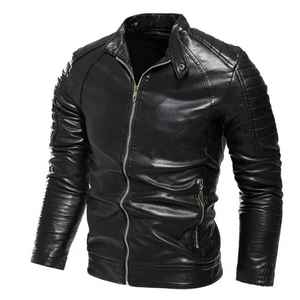Veste slim homme la plus vendue en toile et cuir de vache, écologique, imperméable, à manches longues, design tendance, col montant pour l'hiver - Product Image 4