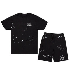 2025 hommes décontracté Streetwear personnaliser Style à manches courtes Premium T-Shirt ensemble 100% coton imprimé Logo court imprimé matériel - Product Image 1