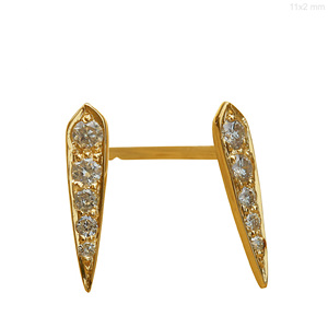 Diseño de moda Genuino Certificado Pave Diamante Diseño floral Delicado Stud Pendientes Sólido 18K Oro amarillo Joyería fina Mayorista - Product Image 6