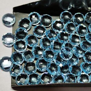 เครื่องประดับพลอยโทแพซพลอยเทียมทรงกลมสีฟ้าเกรดสูง10มม. ตัดสดใสอัญมณีหลวม - Product Image 1