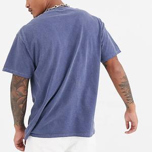 เสื้อยืดผ้าฝ้าย100% วินเทจแอซิดแบบแอซิดสำหรับผู้ชายคอกลมโอเวอร์ไซส์220gsm ปล่อยไหล่ตกเสื้อผ้าแนวสตรีทพร้อมผ้าถักตามสั่ง - Product Image 3