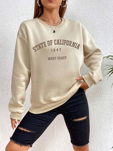 <b>Women's</b> Pullover Sweatshirt 100% Cotton Fleece Long Sleeves <b>Thermal</b> Regular Fit Casual Fashionable <b>Top</b> - Product Image 2