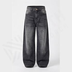 Jeans droits amples et délavés pour hommes, tendance, style streetwear, pantalon baggy hip-hop, style 2025, pantalon durable, personnalisable - Product Image 1