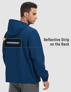 Chaqueta de lluvia empacable para hombre, cortavientos ligero con capucha, resistente al agua, senderismo, viajes, chaquetas reflectantes - Product Image 2