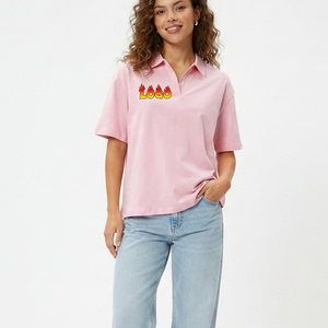 Polo brodé rose personnalisé pour femme, séchage rapide, faible MOQ, décontracté, en tissu Oxford de coton, coupe ample, logo frontal - Product Image 1