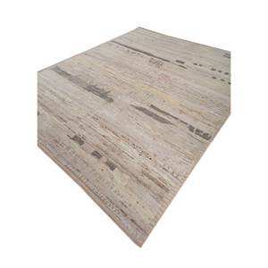 Tapis afghan en laine Blythe Ivory Classic Tabriz Style 9x12, noué à la main, motif abstrait, pour la maison, le salon, le couloir, pour adolescents - Product Image 2