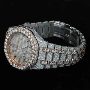 Nouvelle montre Hip Hop de luxe en édition limitée avec bracelet en acier inoxydable VVS Moissanite Diamond taillé en brillant - Product Image 1