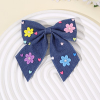 Vente en gros Nouveaux accessoires pour cheveux en denim style coréen Unisexe Rétro en tissu jean Pince à cheveux petite fleur faite à la main Nœud vieilli Ec...