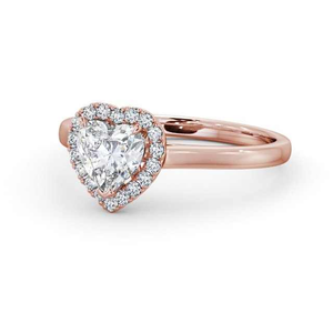 Bague de fiançailles tendance en or rose 14 carats avec diamant CVD de laboratoire en forme de cœur et halo, certifiée GIA, bijoux de créateur - Product Image 1