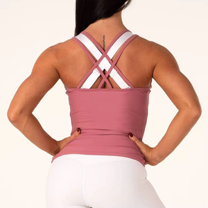 Débardeur en jersey respirant personnalisé pour femmes dernière conception dos croisé été sans manches entraînement de gymnastique plaine blanc vêtements de Fitness - Product Image 5