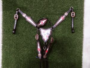 Meilleure vente sur mesure 100% cuir de vache une oreille tête avec collier de poitrine et sangle de flétrissement fabricant - Product Image 2