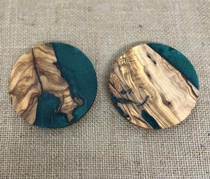 Top Quality Customize Coaster Custom Acacia <b>Wood</b> Resin Coasters Fast <b>Wood</b> Shape Wooden Blue Resin Coaster - Product Image 5
