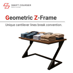 Table gigogne en bois en forme de Z sur mesure avec cadre métallique pour présentoir de vente au détail moderne - Product Image 4