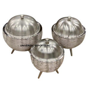 Réchauffeur d'aliments fini mat en acier inoxydable Casserole faite à la main de qualité supérieure Forme ronde Nouveau Hotpot en métal de luxe - Product Image 1