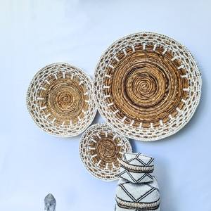 Mantel individual de decoración de pared colgante de algas marinas naturales con macramé blanco decoración de pared redonda decoración del hogar - Product Image 6