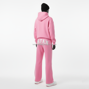 Pantalon ample en molleton doux épais 330 GSM rose, style tendance, coupe ample, patch brodé, design personnalisé, style tendance, pantalon pour homme lavé - Product Image 3