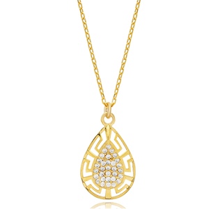 Gota diseño circón piedra motivo griego encanto collar turco joyería al por mayor 925 plata esterlina - Product Image 1