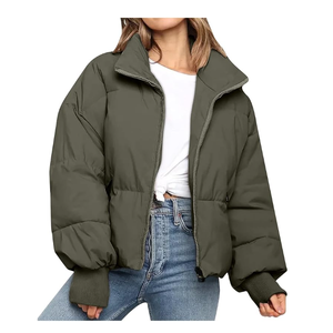 Nuevo diseño de moda diario Casual mujer suelta cómoda chaqueta de manga larga bolsillo con cremallera chaqueta cálida de Color sólido - Product Image 3