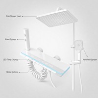 Ensemble de douche mural gris blanc avec affichage LED et robinetterie pour salle de bain domestique et hôtels