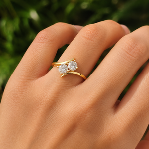 แหวนเพชรทรงกลม CVD แบบ Toi et Moi  ทองคำแท้ 18k 14k  งานสั่งทำพิเศษสำหรับแหวนหมั้น  เครื่องประดับชั้นดีสำหรับผู้หญิง - Product Image 1