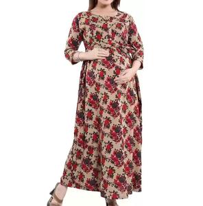 Vestido de maternidad con estampado de Color sólido transpirable Venta caliente Vestidos de maternidad de moda para mujer Vestidos de mujer embarazada al por mayor - Product Image 1