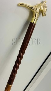 Bâton de marche cheval poignée en laiton voyage Trekking randonnée pôle pour hommes et femmes marron canne de marche en bois bâton léger - Product Image 3