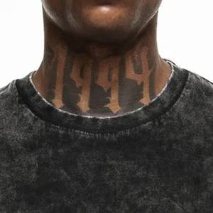 T-shirt graphique surdimensionné en coton lourd pour homme T-shirt court tricoté vintage délavé T-shirt unisexe imprimé vierge délavé à l'acide - Product Image 2