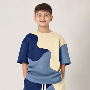 Nuevo estilo de verano para niños y niñas, conjunto informal de dos piezas con estampado sólido, camiseta de manga corta y pantalones cortos de moda para niños, venta al por mayor - Product Image 3