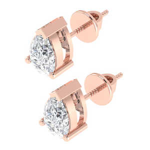 Boucles d'oreilles clous en argent sterling plaqué or blanc/or jaune/or rose, zircone cubique en forme de poire, pierre de naissance d'avril, 5,4 mm X Fine - Product Image 5