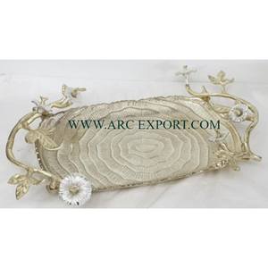 Vaisselle de table décorative pour la maison, bol de nourriture, support de conception de fleurs couleur or clair pour les ustensiles de cuisine, bol de nourriture et de dattes à vendre - Product Image 4