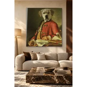 Impresión en lienzo de un perro distinguido de Fida escribiendo en el escritorio - Product Image 1