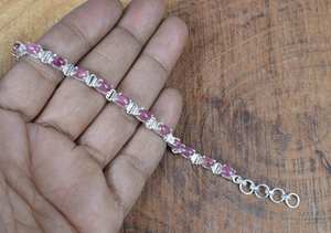 Pink Tourmaline 925 Sterling <b>Silver</b> Luxury <b>Charm</b> Adjustable <b>Bracelet</b> Handmade Gemstone Jewelry Women GIA Certified Elegant Gift - Product Image 4
