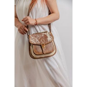 Sac à bandoulière en cuir véritable pour femme, style vintage, en fourrure de vache véritable, avec rabat, portable, chaîne décorative, style bohème, sac à bandoulière - Product Image 1