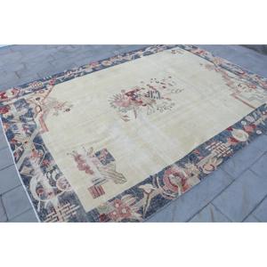 Alfombra Turca de 9.4x13.1 pies (288x400 cm), Alfombra Vintage con Diseño Floral Azul - Product Image 3