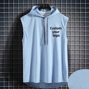 Nouveau imprimé été Gym entraînement maillots Premium en gros à capuche débardeur personnalisé coton respirant hommes débardeur - Product Image 5