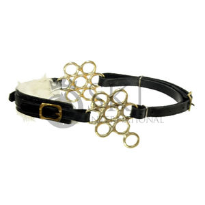 Personnalisable Original Cuir Noir Marron Fleur Hackamore Bitless Cheval Bit Laiton Fantaisie Shanks Hackamore Produit Équestre - Product Image 2