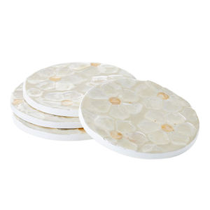 Posavasos de café con Incrustaciones de nácar hecho a mano exquisito con patrón de margaritas, posavasos con incrustaciones de Capiz, posavasos para decoración del hogar - Product Image 5