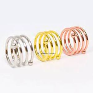 Ensemble de 3 anneaux de serviette de mariage de luxe en argent plaqué or de haute qualité, finition cuivre antique poli brillant, métal robuste - Product Image 1