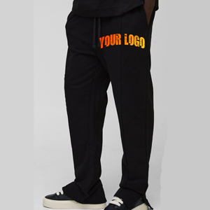 Custom Casual Flared Canvas Heavyweight Cotton Drawstring Black <b>Baggy</b> Joggers Track Pants - Product Image 4