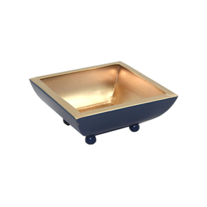 Cuenco de hierro decorativo para cocina y mesa de forma redonda, cuenco para servir de Color azul cielo y dorado y cuencos decorativos hechos a mano a granel - Product Image 3