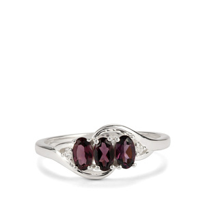 Bague en spinelle violette et zircon blanc 0,81 carat taille brillant sertie griffes origine Madagascar 8x16mm argent sterling 925 Intrigue - Product Image 2