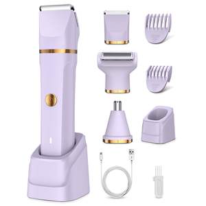Tondeuse électrique rechargeable pour femme, utilisable sur peau sèche ou humide, étanche, pour le nez et la zone pubienne, avec station de charge USB - Product Image 2