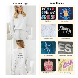 ชุดออกกำลังกาย2ชิ้นสำหรับผู้หญิงเสื้อสเวตเชิ้ตคอกลมและกางเกงขาสั้นสำหรับเล่นกีฬาสำหรับฤดูใบไม้ร่วง - Product Image 5