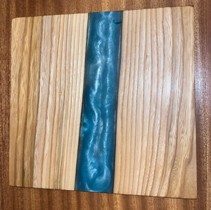 Fabrication de planche à découper en résine époxy et en bois Planche à découper en résine époxy bleue en bois unique Meilleur design - Product Image 3